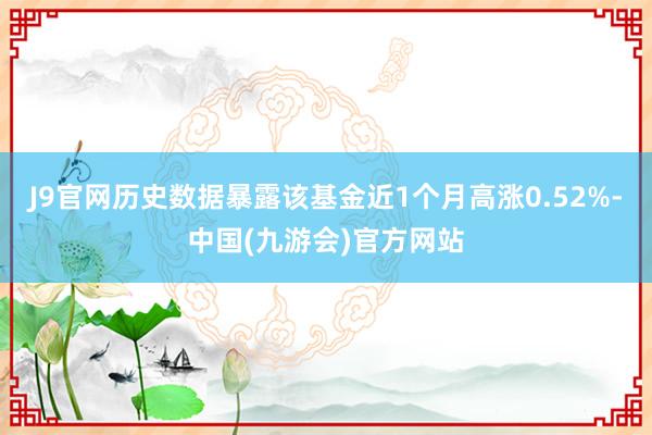 J9官网历史数据暴露该基金近1个月高涨0.52%-中国(九游会)官方网站